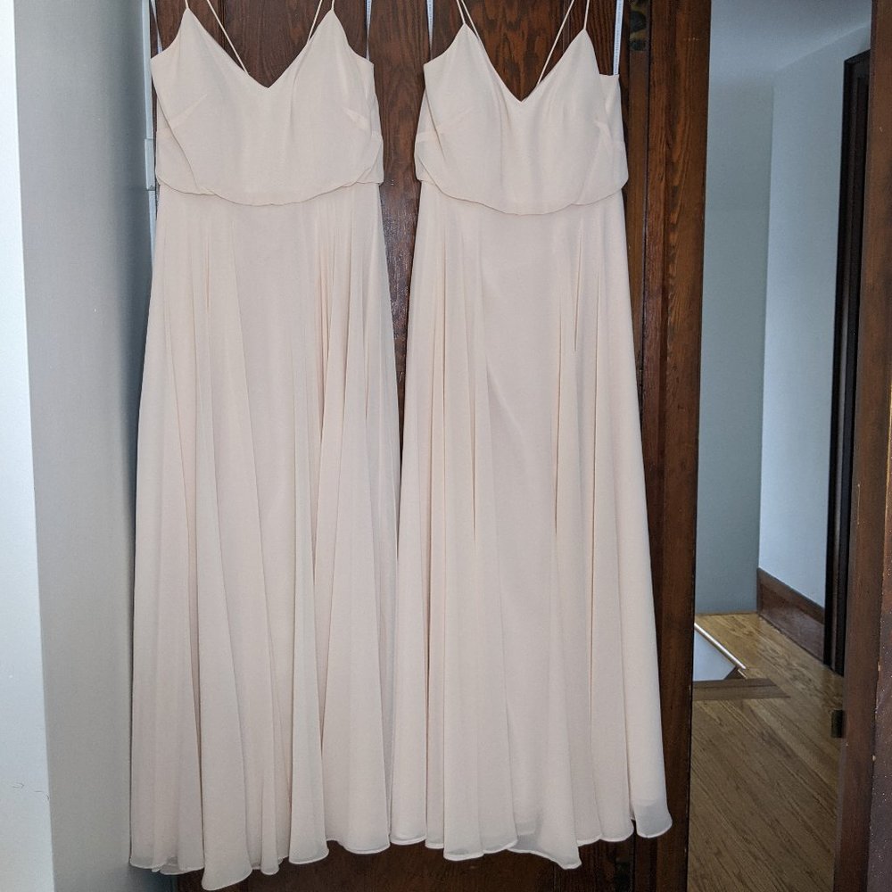x2 blush pink bridesmaid dresses BHLDN - size 2